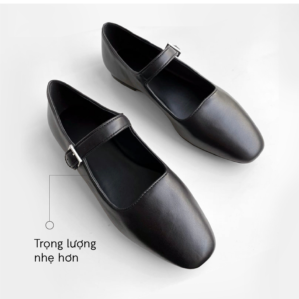 Giày mary jane da thật nữ CORAL màu đen
