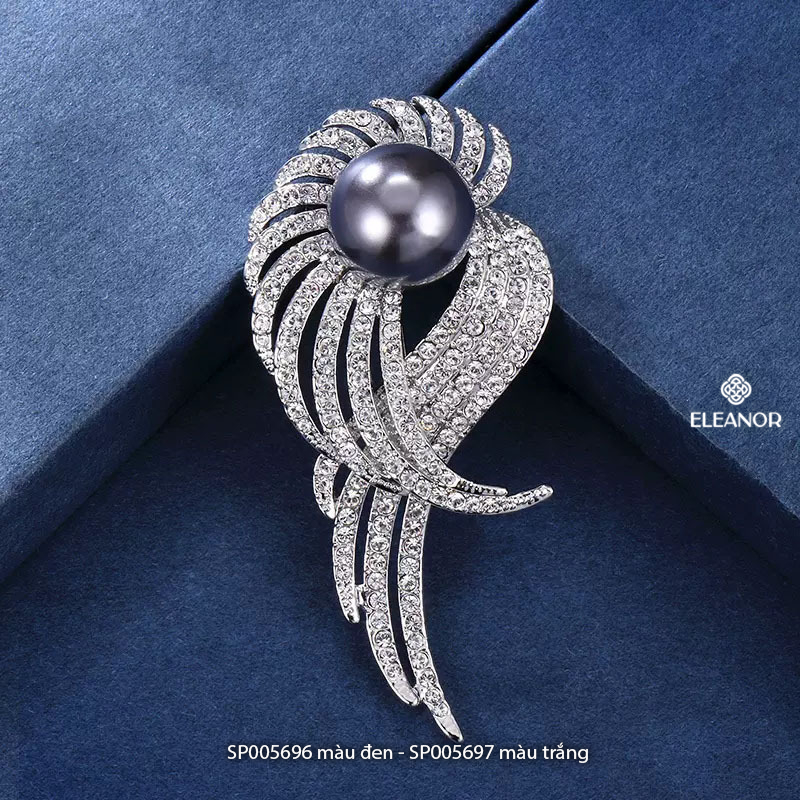 Ghim cài áo nam nữ đính ngọc trai nhân tạo Eleanor Accessories hình chiếc cánh đính đá phụ kiện thời trang 5696