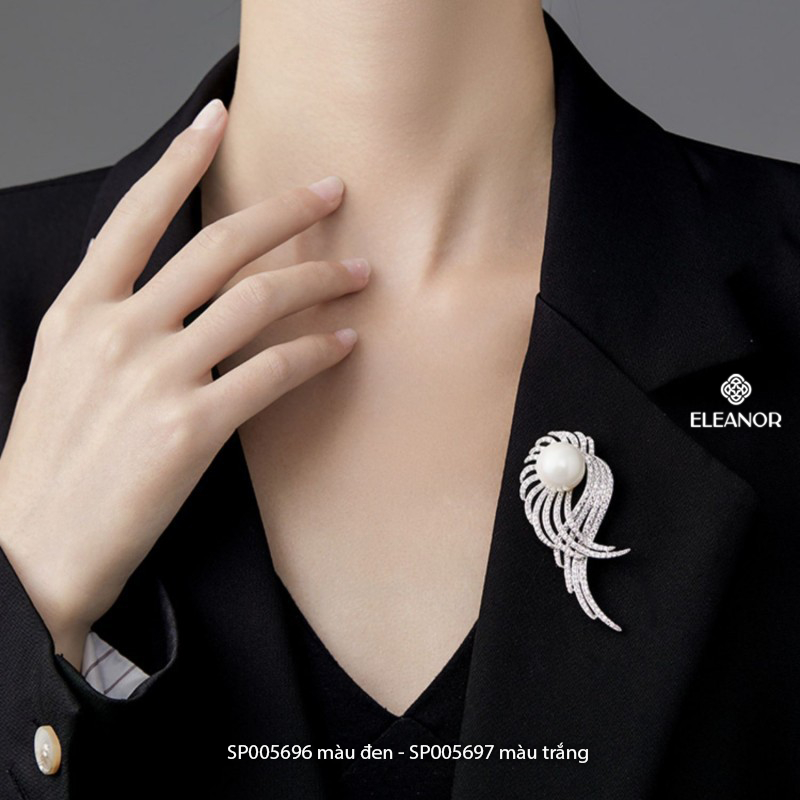 Ghim cài áo nam nữ đính ngọc trai nhân tạo Eleanor Accessories hình chiếc cánh đính đá phụ kiện thời trang 5696