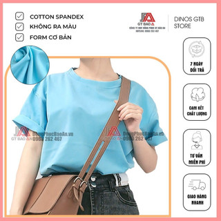 [ẢNH THẬT] Áo thun nam nữ, áo nhóm,  áo lớp trơn màu xanh biển nhạt tay lỡ cổ tròn - Vải Cotton Spandex co giãn 4 chiều