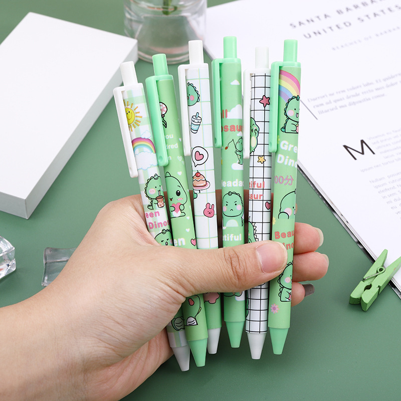 Bút gel bấm mực đen Màu xanh lá hình khủng long Dễ thương CREAMY ngòi 0.5mm xinh xắn phụ kiện văn phòng phẩm BBG108