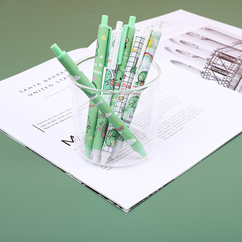 Bút gel bấm mực đen Màu xanh lá hình khủng long Dễ thương CREAMY ngòi 0.5mm xinh xắn phụ kiện văn phòng phẩm BBG108