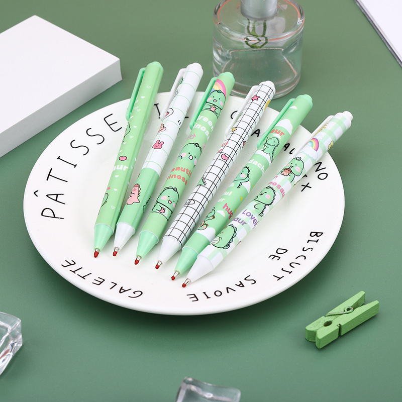 Bút gel bấm mực đen Màu xanh lá hình khủng long Dễ thương CREAMY ngòi 0.5mm xinh xắn phụ kiện văn phòng phẩm BBG108