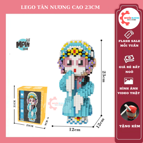 Lego Bearbrick Minpin  Mô hình lắp ghép lego 3D decor trang trí Bearbrick Tân Lang cao 23cm - MUỐI BLOCKS