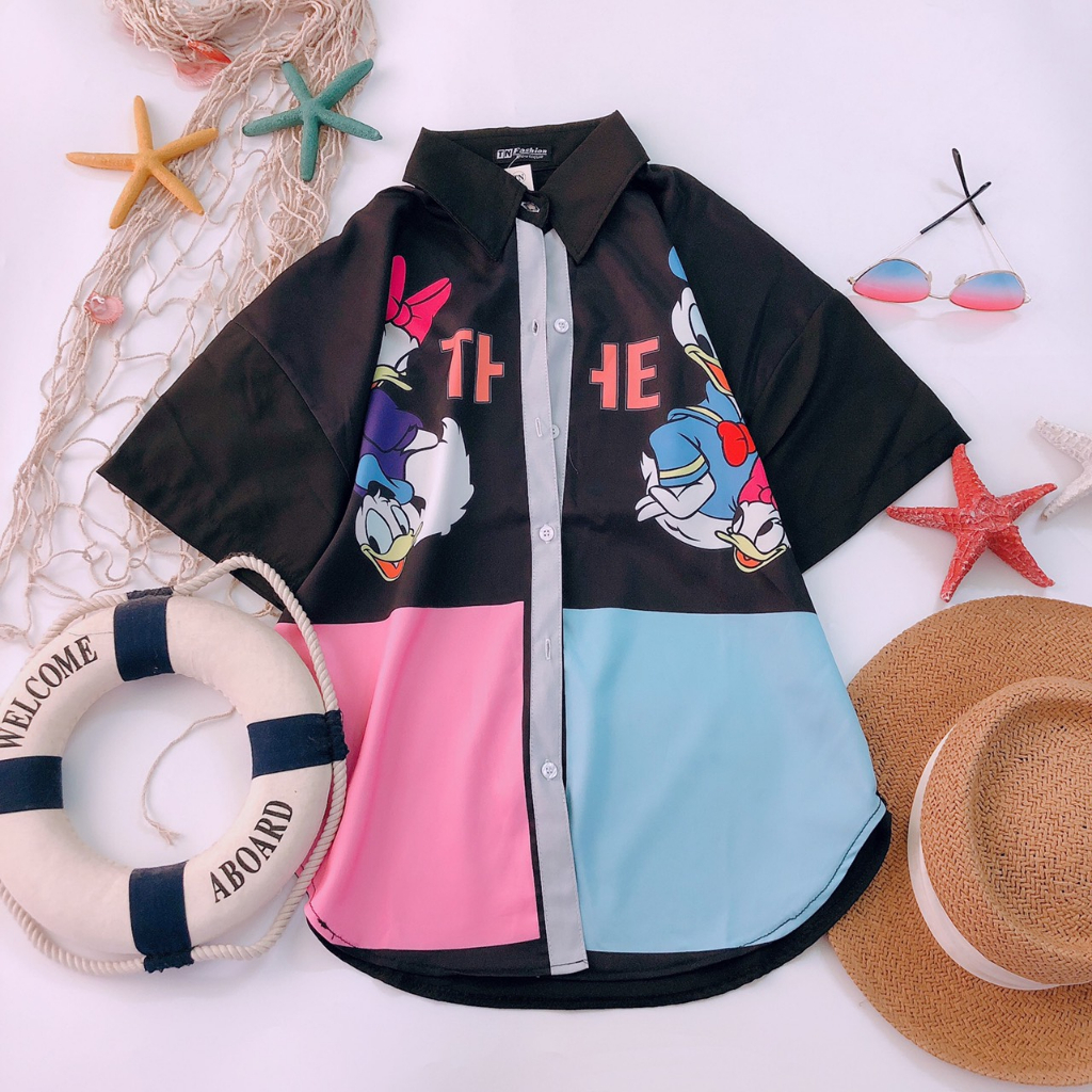 Sơ Mi Lụa Fom Rộng Hàng Loại 1 In Hình Mickey - Jancaroshop