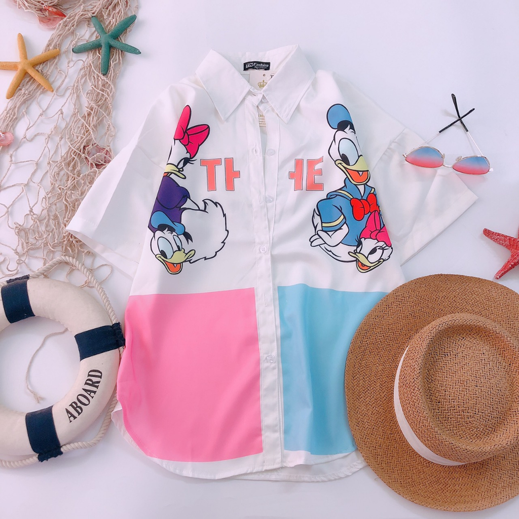 Sơ Mi Lụa Fom Rộng Hàng Loại 1 In Hình Mickey - Jancaroshop