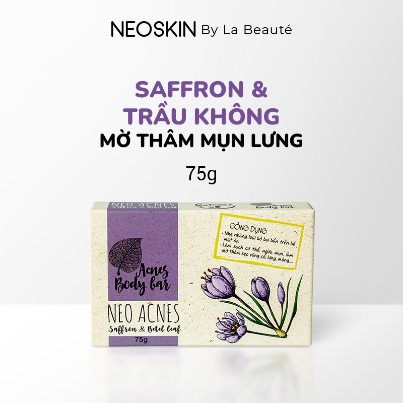 Xà Phòng Giảm Mụn Lưng & Mờ Thâm, An Toàn Và Lành Tính Chiết Xuất Từ Saffron và Lá trầu Không LA BEAUTÉ 75g