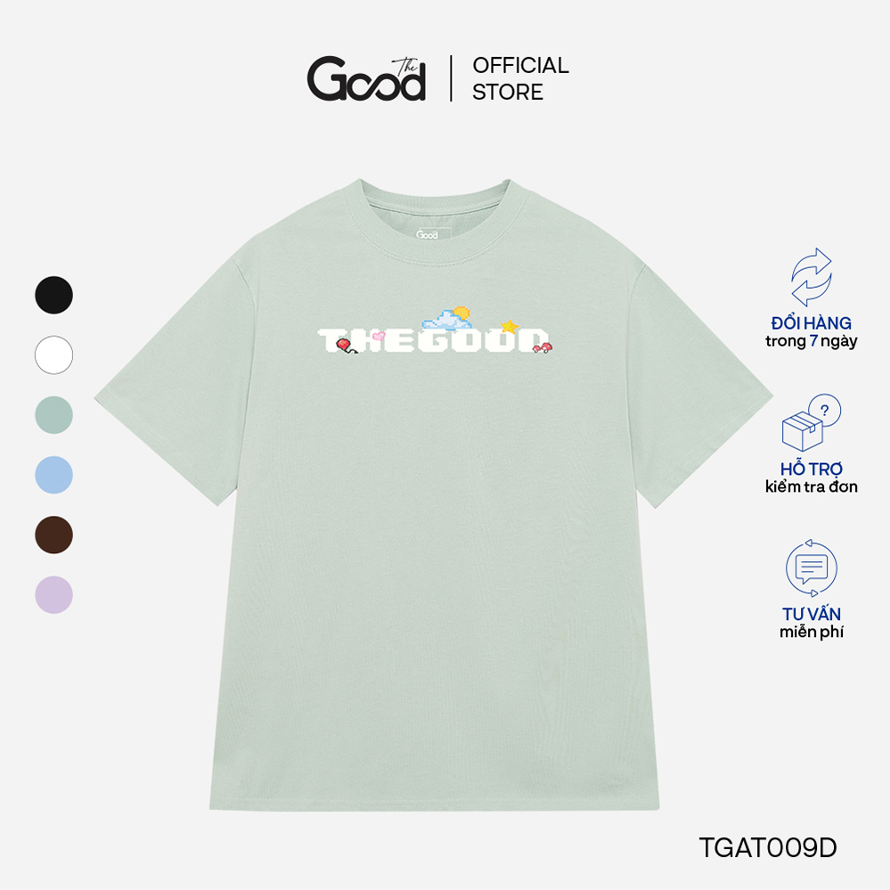 Áo Thun THE GOOD "Pixel" Trơn Basic, Áo Phông, Áo Đôi Form Rộng Cố Tròn Tay Lỡ Chất Cotton Co Giãn
