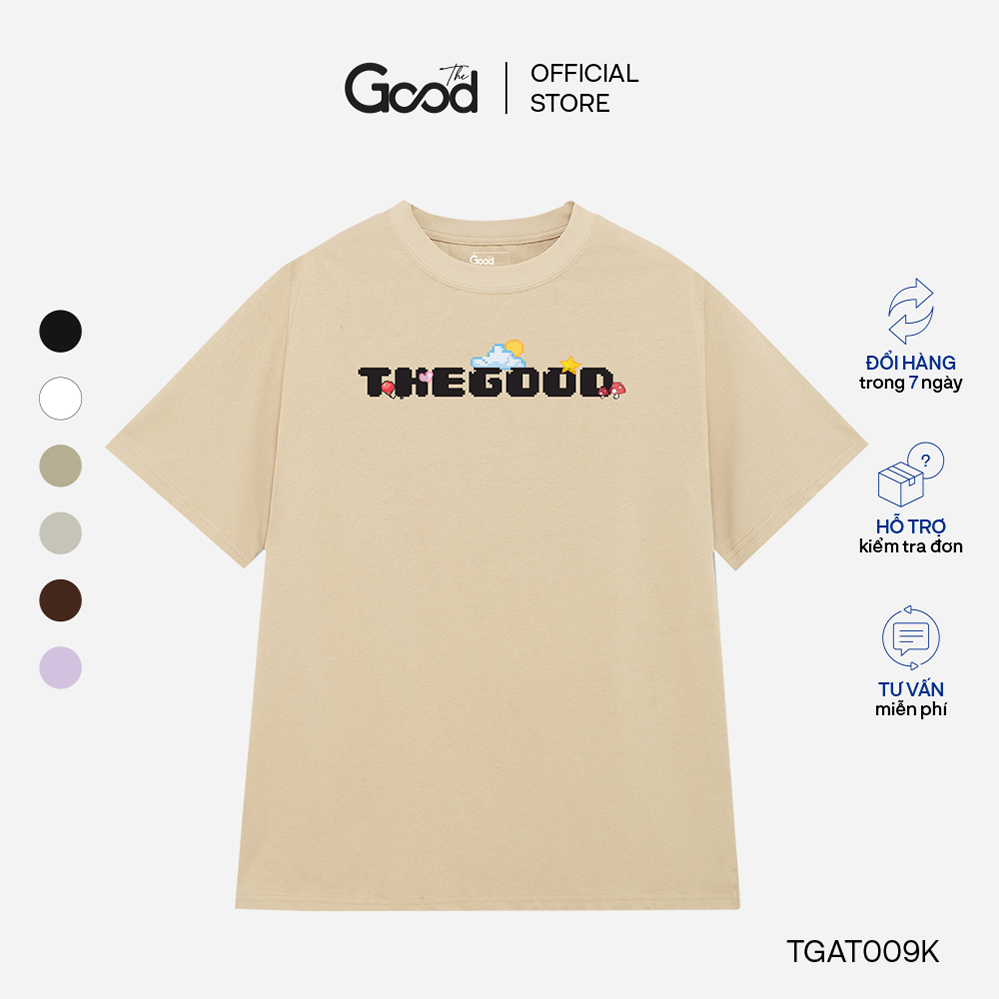 Áo Thun THE GOOD "Pixel" Trơn Basic, Áo Phông, Áo Đôi Form Rộng Cố Tròn Tay Lỡ Chất Cotton Co Giãn