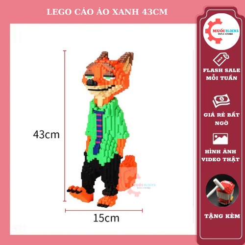 LEGO Cáo Aó Xanh Mô hình lắp ráp 3d decor trang trí Cáo Áo Xanh 43cm - MUỐI BLOCKS