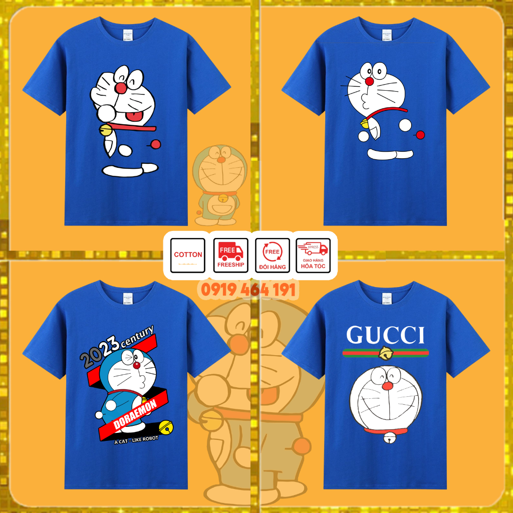 Áo thun doraemon 2023 cute dễ thương, vải mịn mát, in cao cấp, phong cách nhật bản, có size bé & lớn