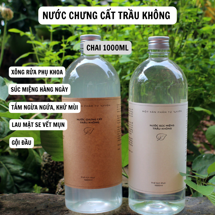 Nước cất trầu không chai 1000ml xông rửa phụ khoa an toàn thành phần thiên nhiên
