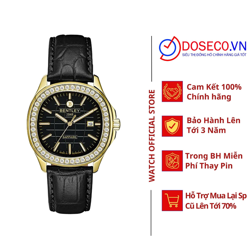 Đồng hồ nam Bentley Nautilus BL1869-101MKBB-DMK-GL-D Chính Hãng Kính Sapphire, Dây Da Cao Cấp, Chống Nước Tốt