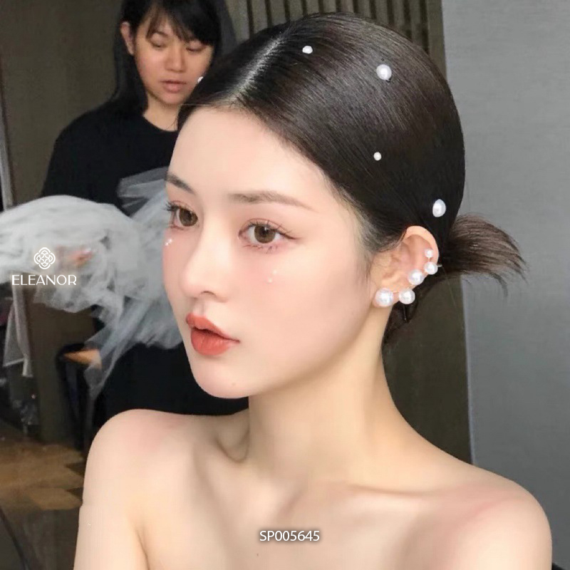 Bông tai nữ gắn vành Eleanor Accessories đính ngọc trai nhân tạo phụ kiện trang sức 5645