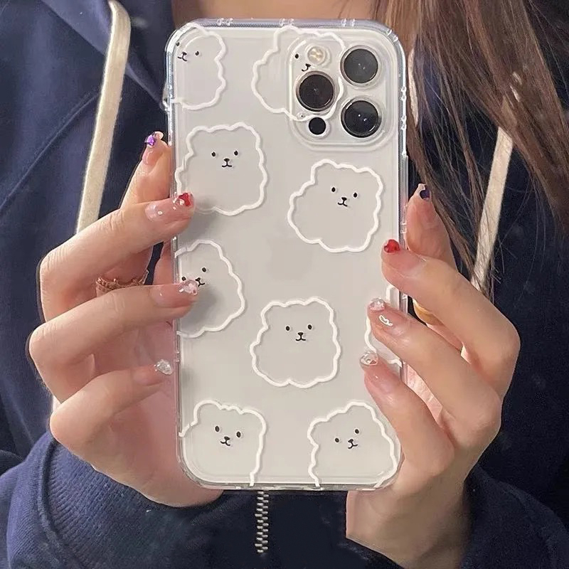 Ốp điện thoại mềm trong suốt họa tiết gấu xinh xắn 13 thích hợp cho iPhone 12 11 pro max Xr Xs X 7 8 plus- u2092