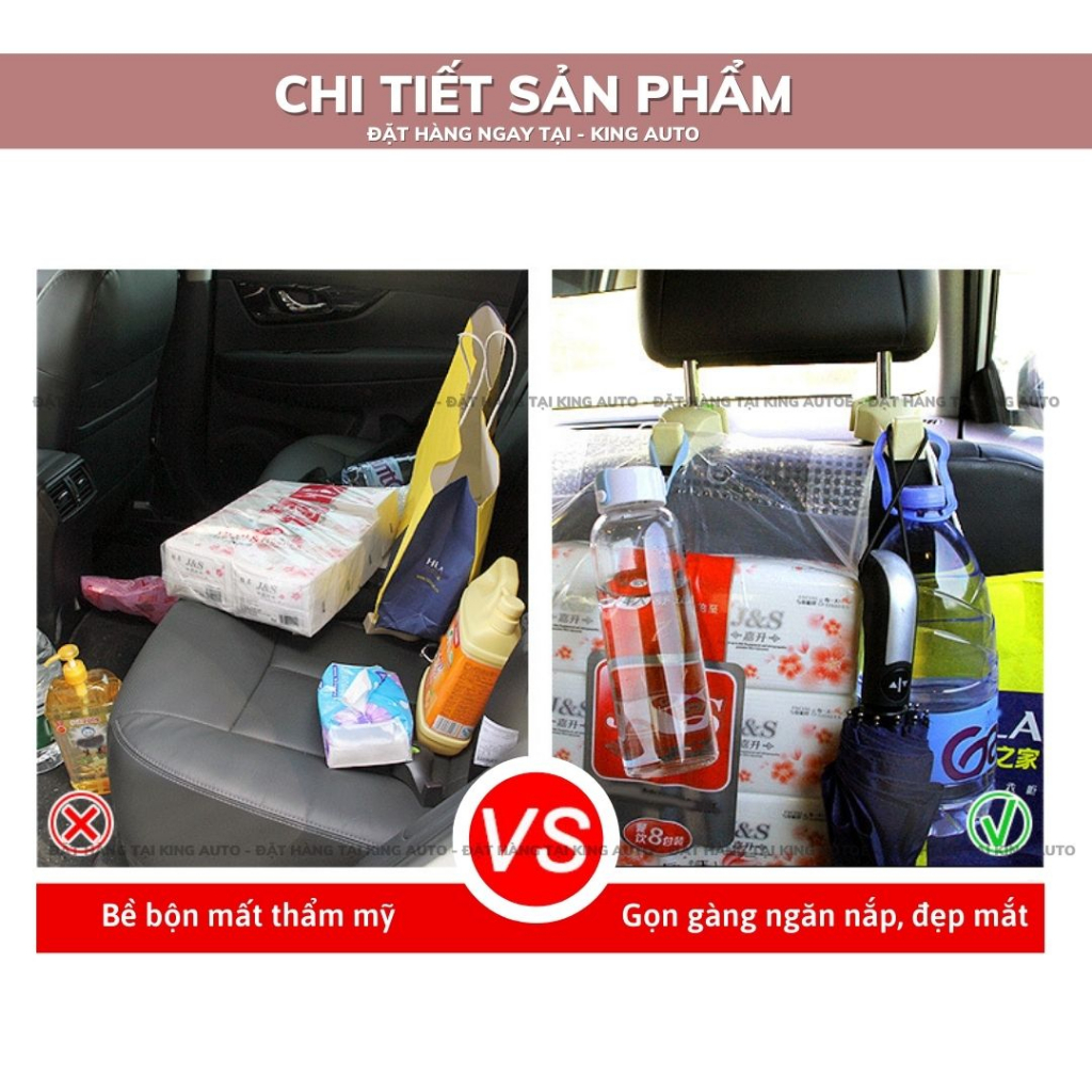 1 Cặp Móc treo đồ trên ô tô gài trước sau ghế tiện lợi thiết kế chắc chắn cao cấp | BigBuy360 - bigbuy360.vn