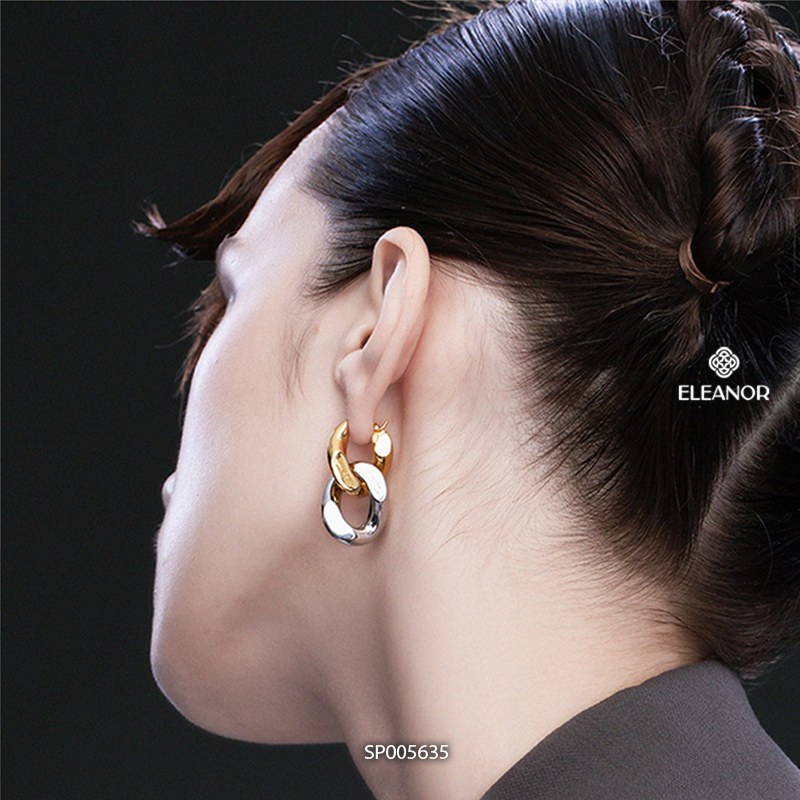 Bông tai nữ chuôi bạc 925 Eleanor Accessories kiểu dáng dài mắt xích phụ kiện trang sức 5635