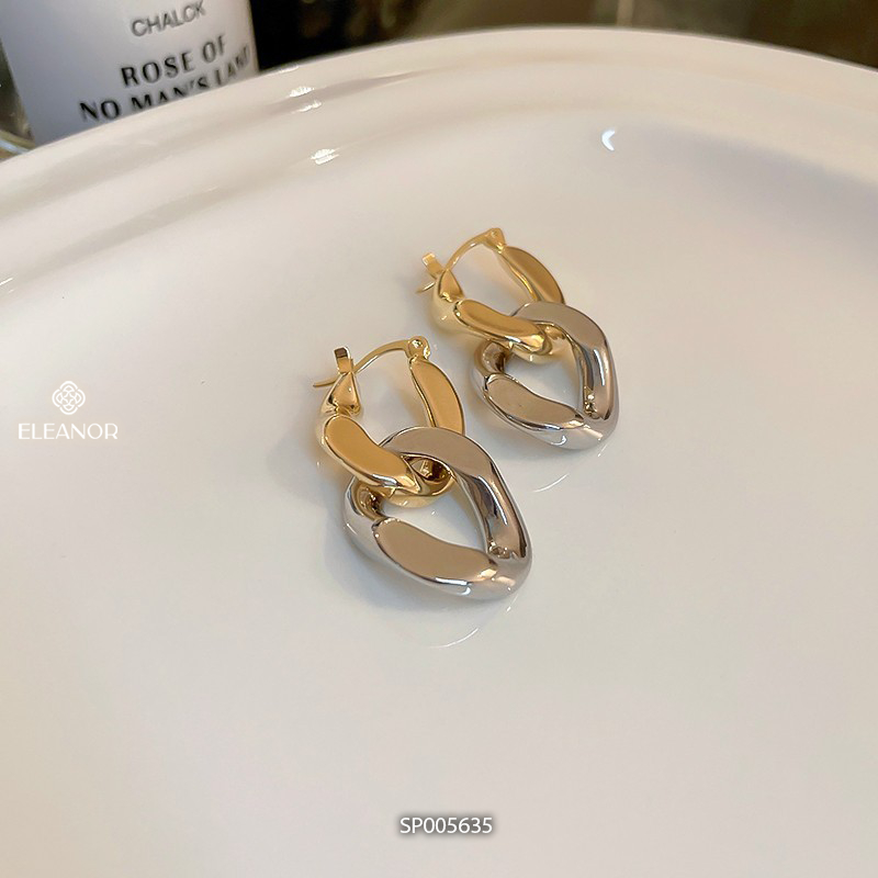 Bông tai nữ chuôi bạc 925 Eleanor Accessories kiểu dáng dài mắt xích phụ kiện trang sức 5635