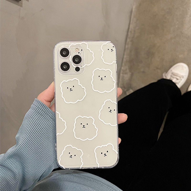 Ốp điện thoại mềm trong suốt họa tiết gấu xinh xắn 13 thích hợp cho iPhone 12 11 pro max Xr Xs X 7 8 plus- u2092