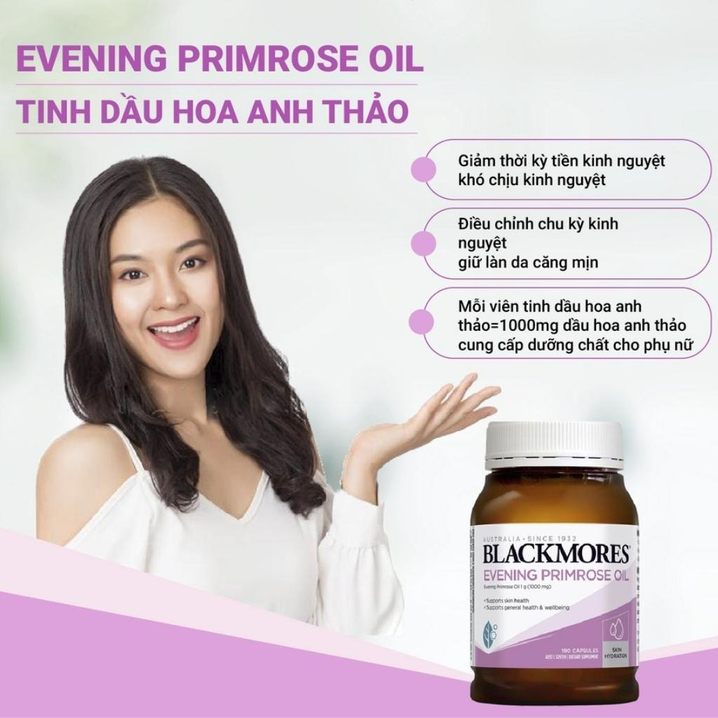 Tinh Dầu Hoa Anh Thảo Blackmore Evening Primrose Oil 1000 giúp đẹp da, cân bằng nội tiết tố lọ 190v