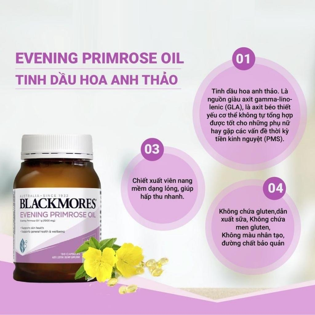 Tinh Dầu Hoa Anh Thảo Blackmore Evening Primrose Oil 1000 giúp đẹp da, cân bằng nội tiết tố lọ 190v