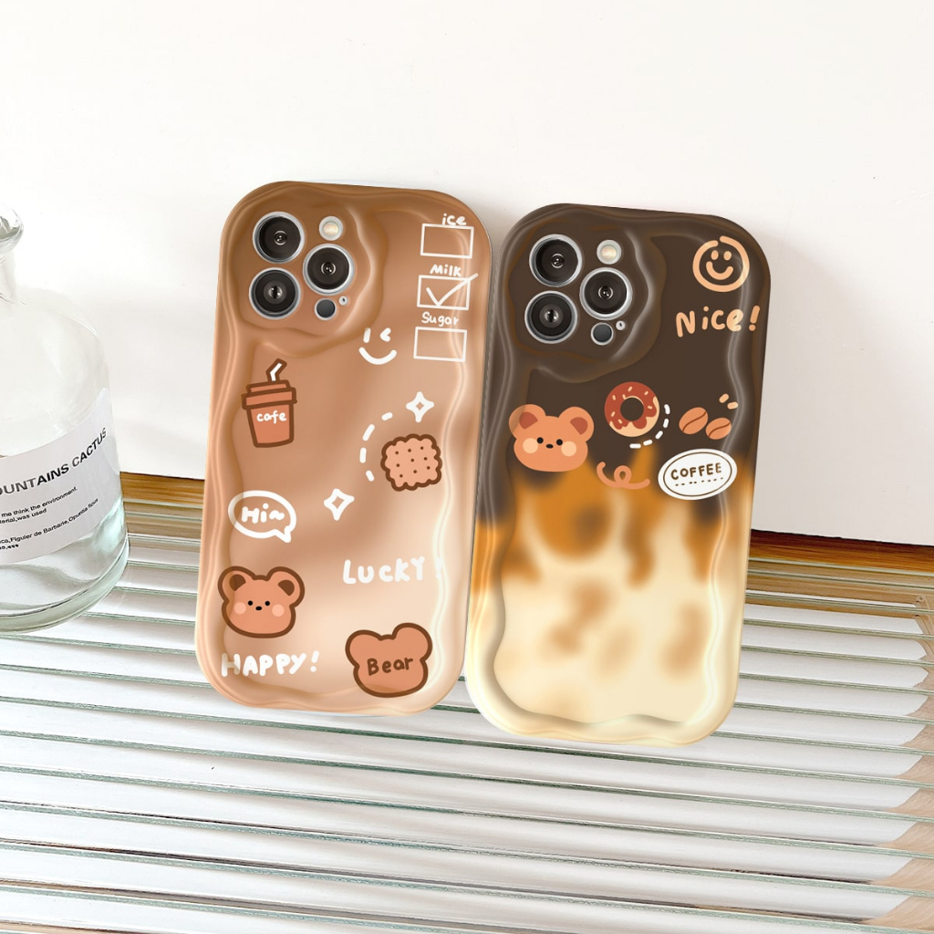 Ốp lưng iphone Viền nổi cạnh sóng Caffe Bear 6s/6splus/7/7plus/8/8plus/x/xs/11/12/13/14/pro/max/promax/plus sk30