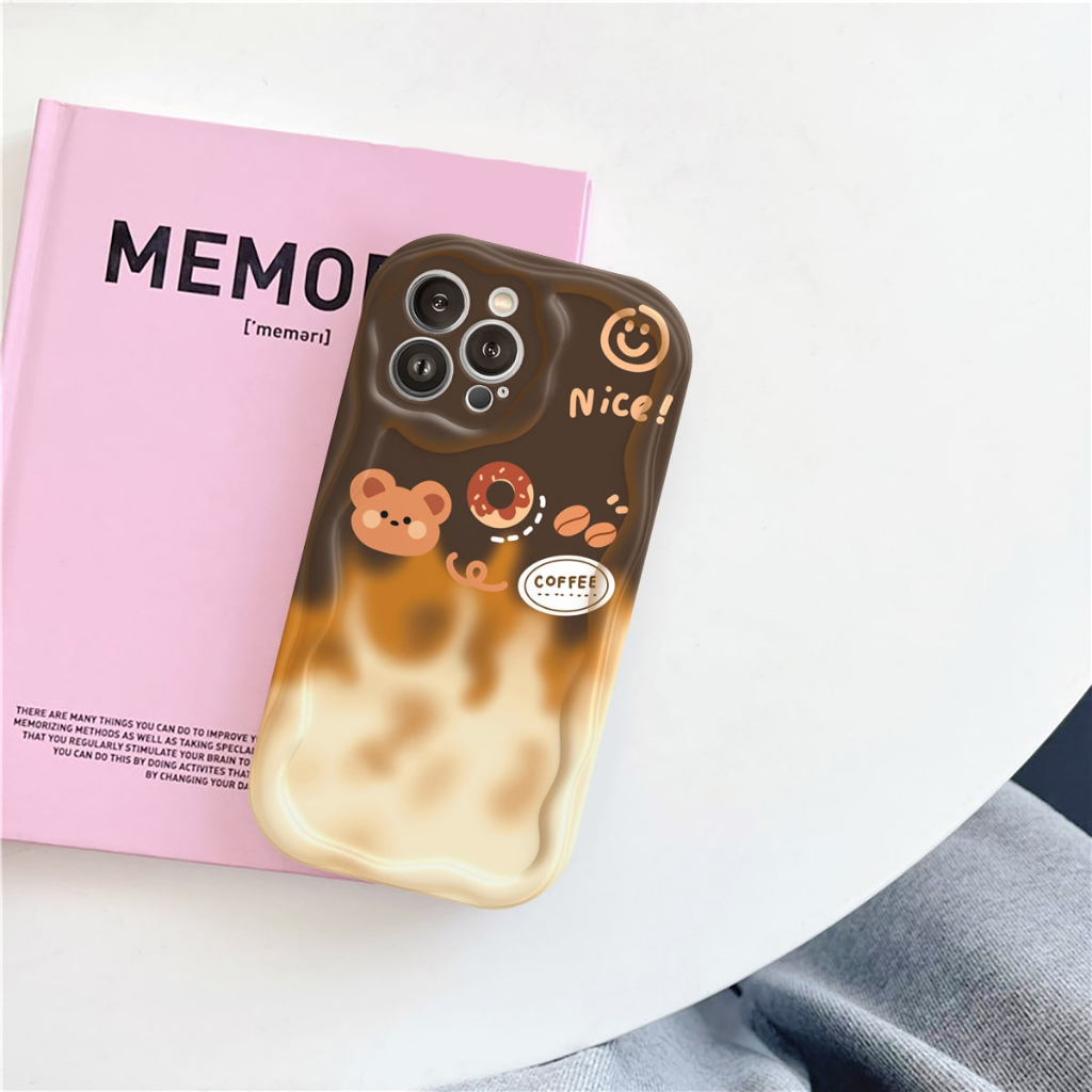 Ốp lưng iphone Viền nổi cạnh sóng Caffe Bear 6s/6splus/7/7plus/8/8plus/x/xs/11/12/13/14/pro/max/promax/plus sk30