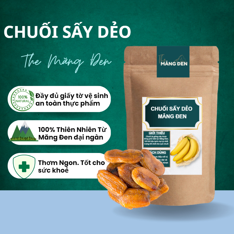 Chuối Sấy Dẻo Không Đường The Măng Đen 250g Đặc Sản Măng Đen Kon Tum