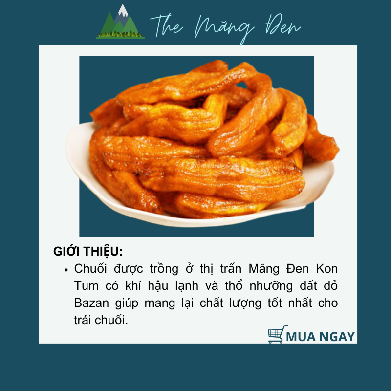 Chuối Sấy Dẻo Không Đường The Măng Đen 250g Đặc Sản Măng Đen Kon Tum