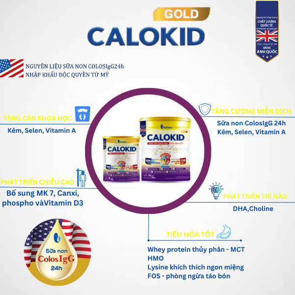 Sữa bột Calokid Gold 400g giúp bé tăng cân khoa học, tiêu hóa tốt - VitaDairy