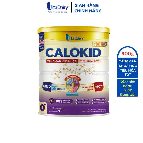 Sữa bột Calokid Gold 0+ 900g giúp bé tăng cân khoa học, tiêu hóa tốt - VitaDairy