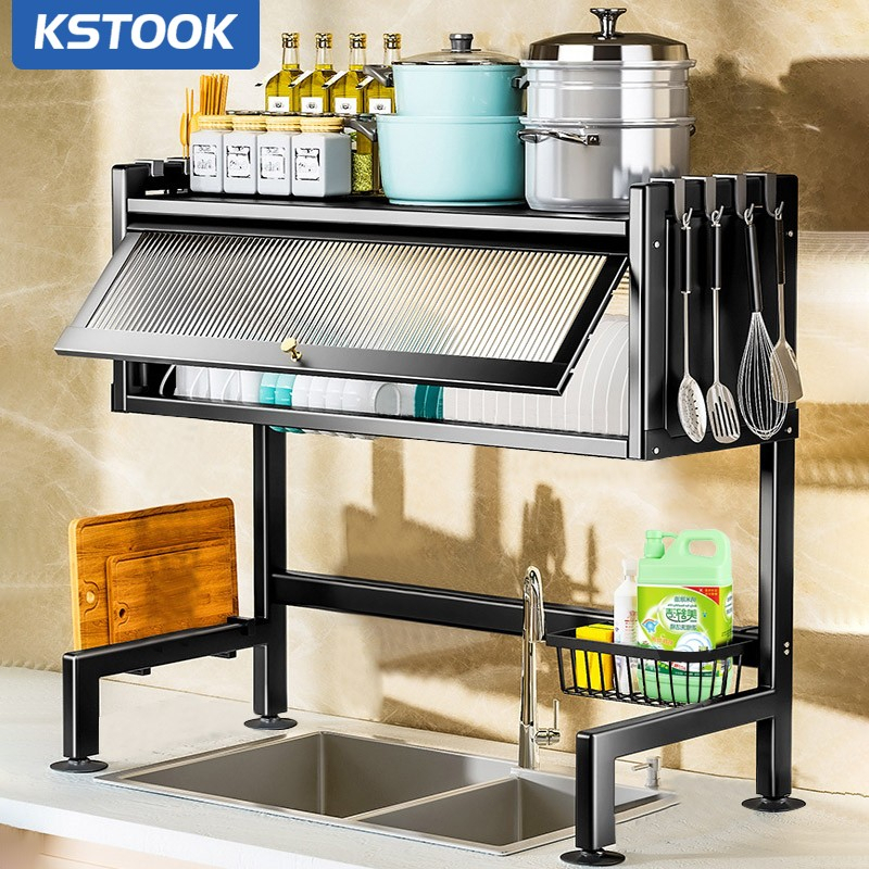 kệ chén có nắp đậy ,Đa Năng Thông Minh Nhà Bếp Trên Bồn Rửa 3 màu