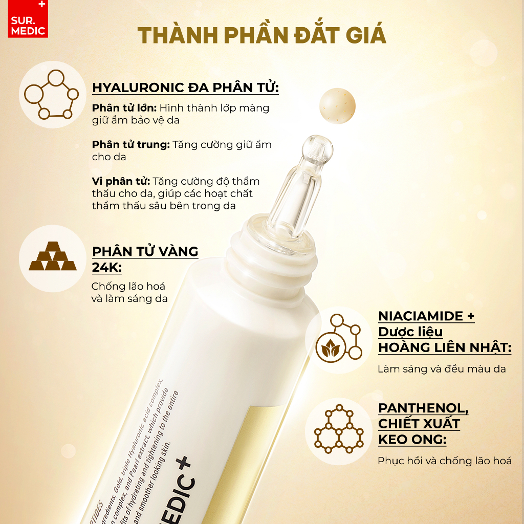 Kem Giảm Thâm Mắt Xoá Mờ Nếp Nhăn SURMEDIC Perfection 100tm All In One Facial Eye Cream 35ml