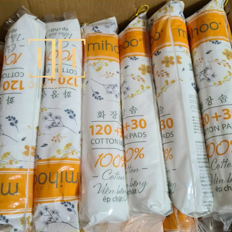 Bông tẩy trang MIHOO 100% cotton bông mềm mịn 150 miếng