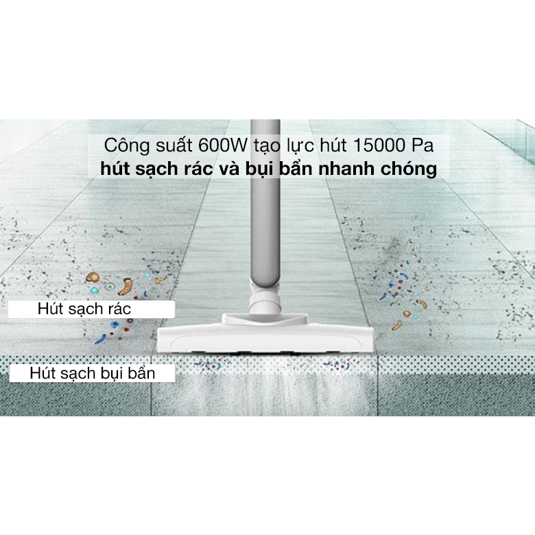 Máy hút bụi cầm tay Deerma DX700 công suất 600W, lực hút 15000Pa, kèm 3 đầu hút, hút sạch mọi ngóc ngánh trong nhà