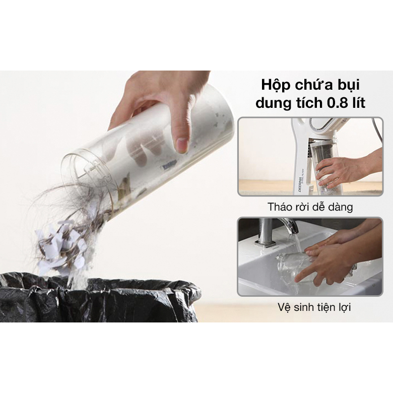 Máy hút bụi cầm tay Deerma DX700 công suất 600W, lực hút 15000Pa, kèm 3 đầu hút, hút sạch mọi ngóc ngánh trong nhà