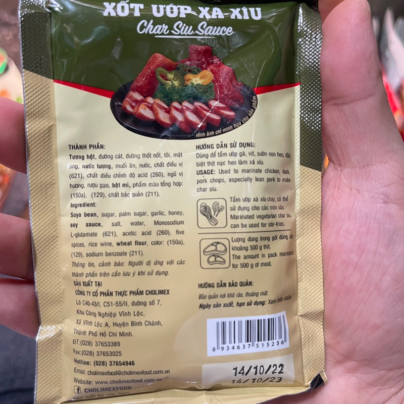 XỐT ƯỚP THỊT NƯỚNG XÁ XÍU CHOLIMEX- gói 70h