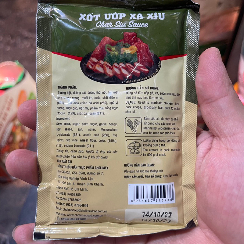 XỐT ƯỚP THỊT NƯỚNG XÁ XÍU CHOLIMEX- gói 70h