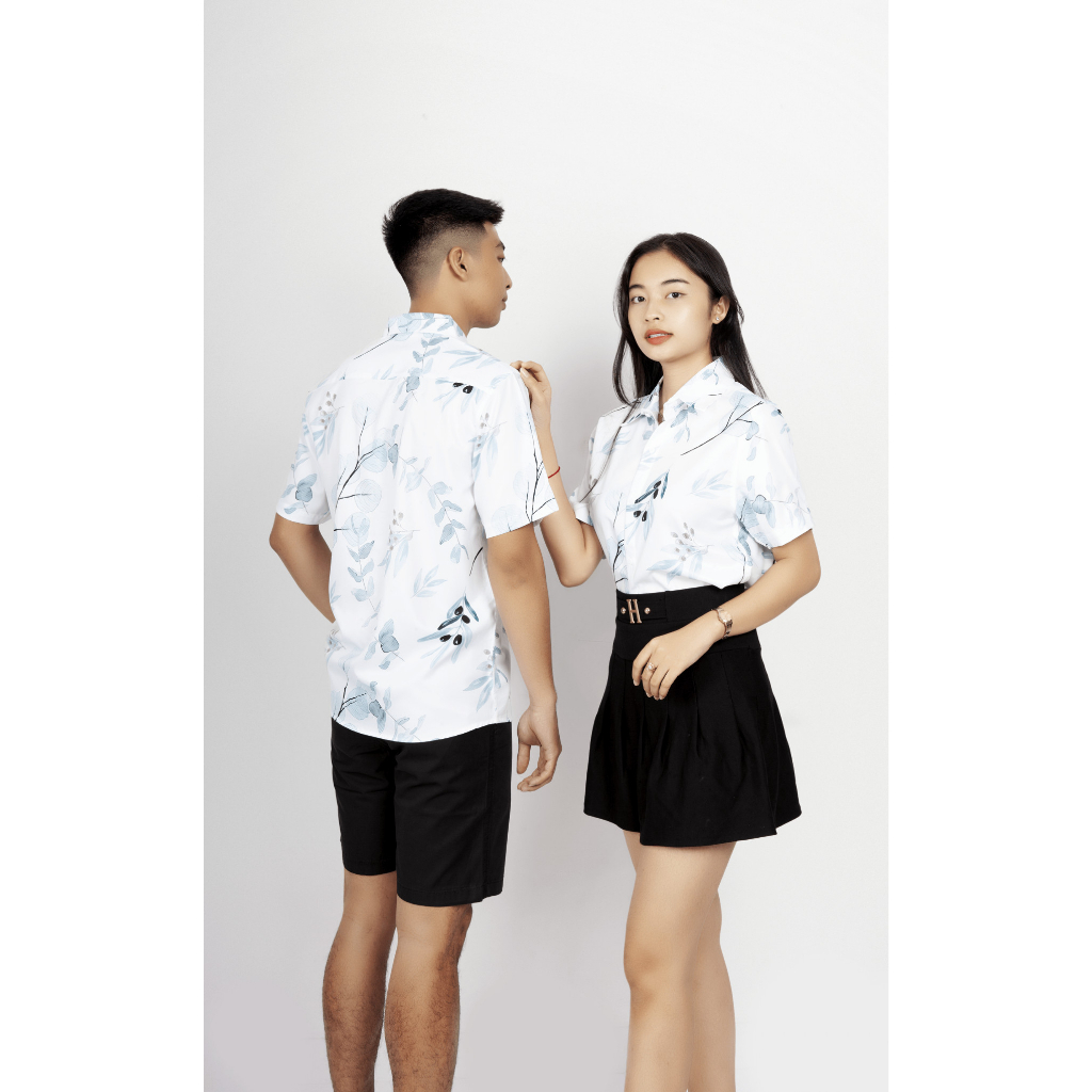 Áo đi biển hội nhóm gia đình loại áo du lịch cho gia đình hội nhóm có size trẻ em họa tiết lá cây A3D12