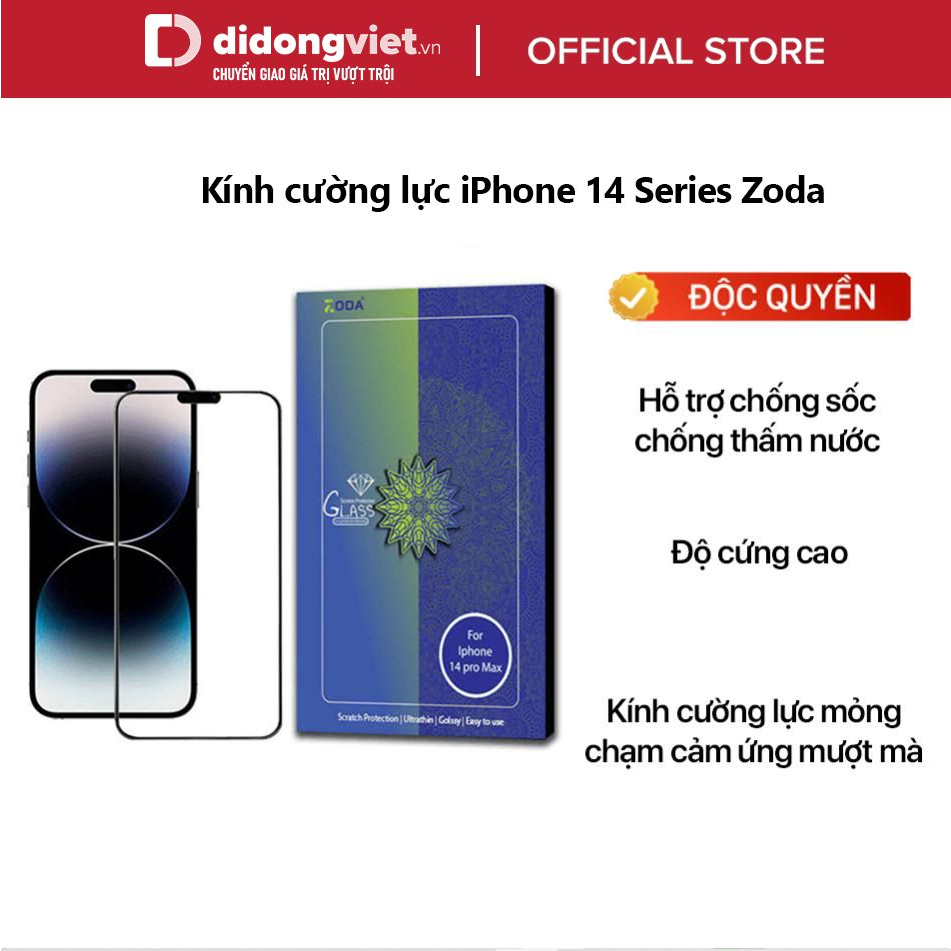Kính cường lực iPhone 14 Series Zoda - Chống nhìn trộm và Trong viền đen - Phân phối ĐỘC QUYỀN
