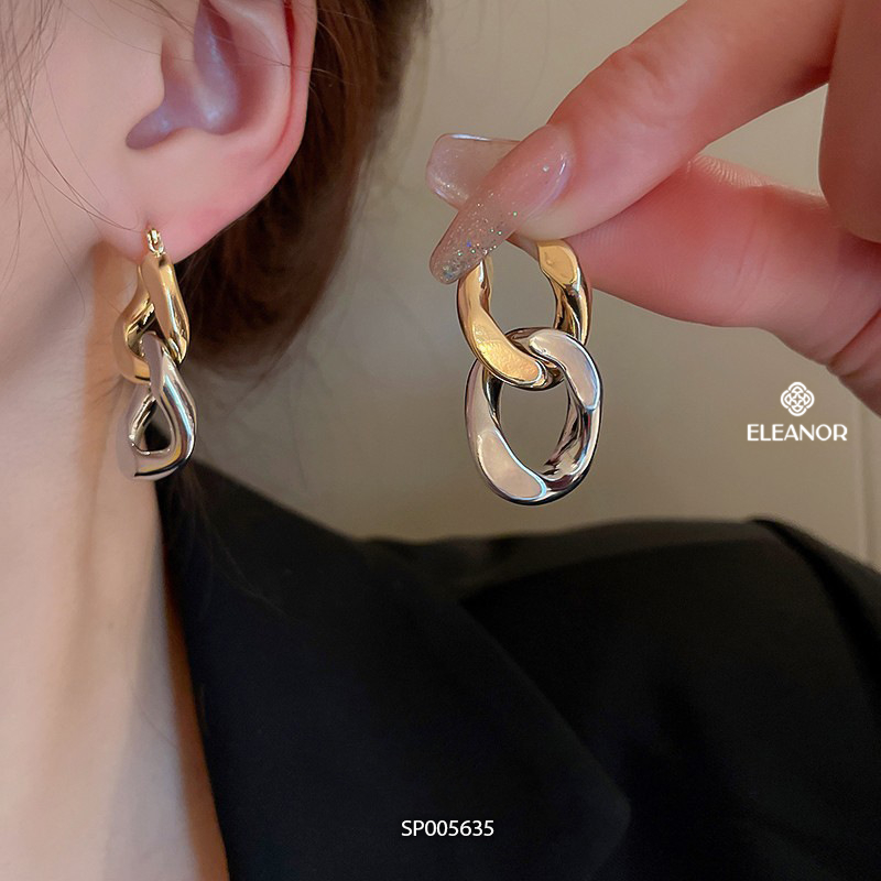Bông tai nữ chuôi bạc 925 Eleanor Accessories kiểu dáng dài mắt xích phụ kiện trang sức 5635