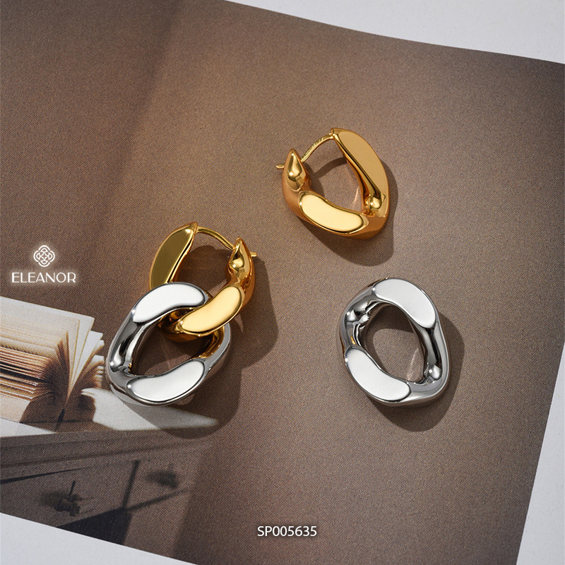 Bông tai nữ chuôi bạc 925 Eleanor Accessories kiểu dáng dài mắt xích phụ kiện trang sức 5635