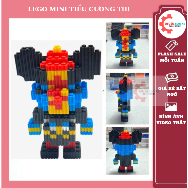 Lego bearbrick Cương Thi mini, Mô hình lắp ghép 3D decor trang trí Bearbrick Cương Thi tự mini - Muối Blocks