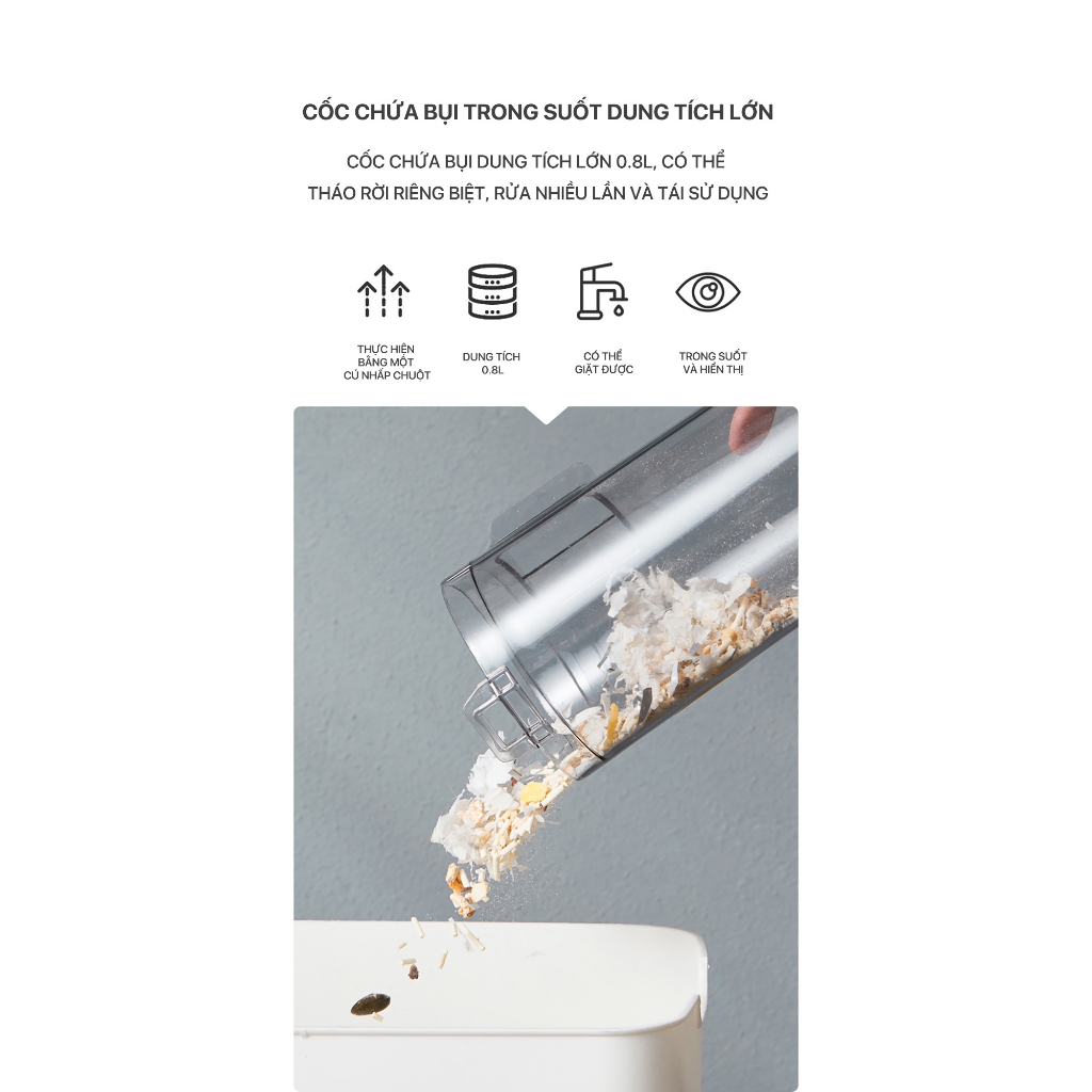 Máy hút bụi cầm tay Deerma DX700 công suất 600W, lực hút 15000Pa, kèm 3 đầu hút, hút sạch mọi ngóc ngánh trong nhà