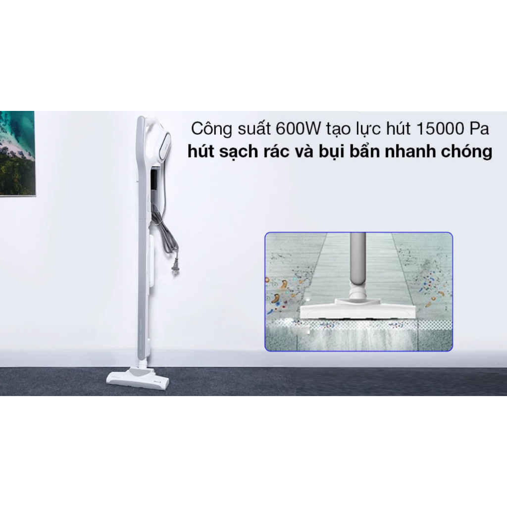 Máy hút bụi cầm tay Deerma DX700S/DX700 2 trong 1, lực hút 15000Pa, công suất 600W, làm sạch mọi ngóc ngách trong nhà