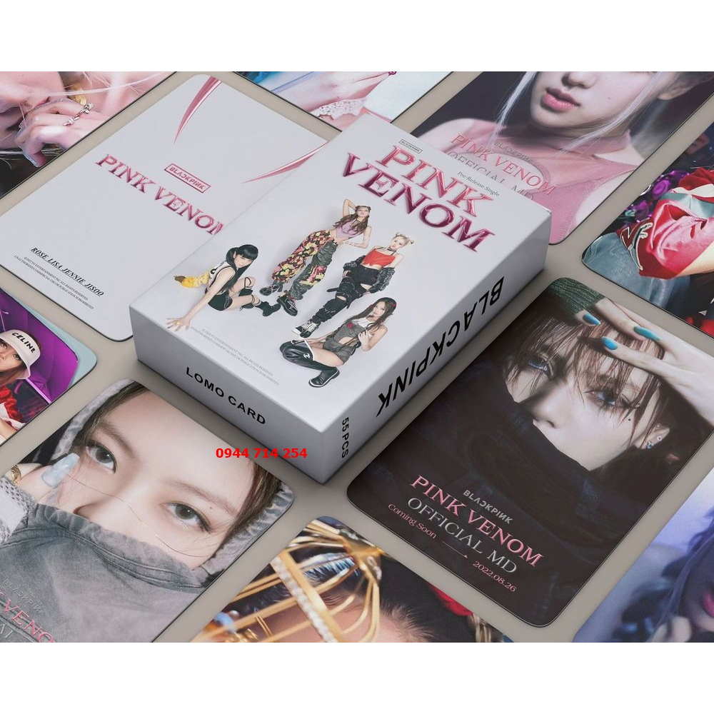 Hộp 55 Lomo Card Bo Góc Blackpink Pink Venom Hộp Màu Trắng