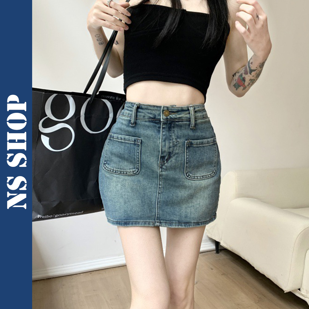 Quần Short Jean Giả Chân Váy Nữ Cạp Cao Dáng Chữ A Phù Hợp Mọi Lứa Tuổi Phong Cách Hàn Quốc NSSHOP CV14