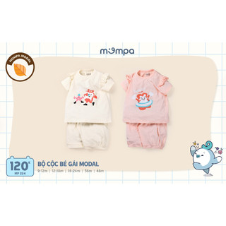 Bộ cộc bé gái mompa mp224, vải modal kháng khuẩn size 9m-48m