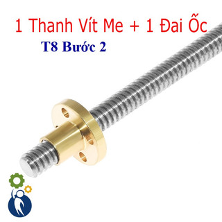 Bộ vít me đai ốc bước 2 t8 dài 20cm/30cm/40cm/50cm