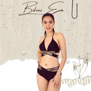 Bikini, bộ bơi 2 mảnh đen phối thun Moschino cực cá tính - EVA shop